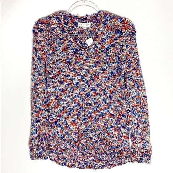 Lou & Grey Loft marled v-neck sweater XS NWT - Picture 2 of 7